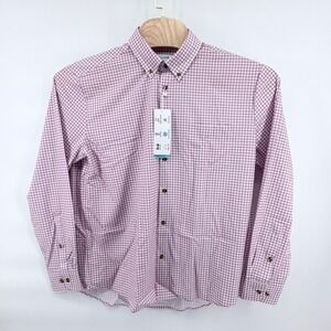 &Collar Mens Performance Dress Shirt Large L Athletic Fit Stretch Plaid NWT